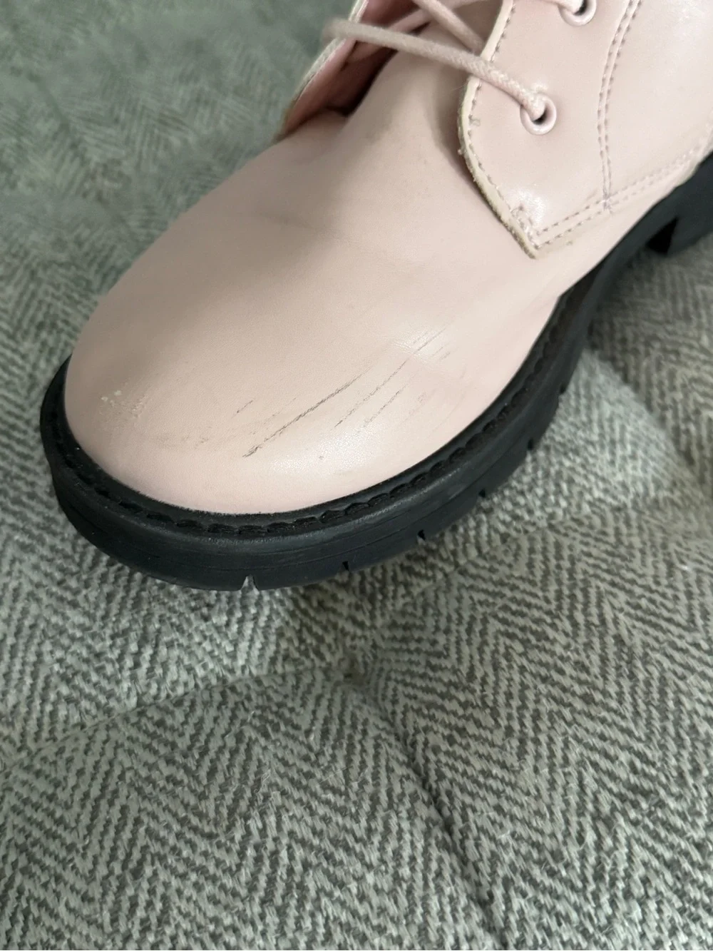 Women’s Lace-Up Knee-High Boots in Pale Pink